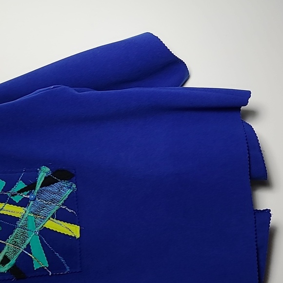 JUST BARB Heavy Weight Abstract Pattern Open Front One Pocket Cardigan Size L/XL - Picture 10 of 16